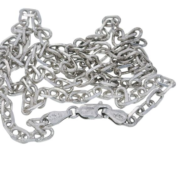 Vintage Italy Sterling Silver 925 Oval Link Chain Necklace 24" - Picture 2 of 4
